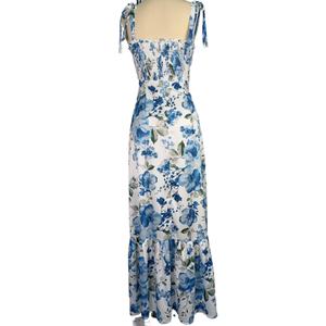 เสื้อผ้าผู้หญิงฤดูใบไม้ผลิและฤดูร้อน, เดรสลายดอกไม้, กระโปรงยาวทรงเอแขนสั้นลำลอง - Product Image 3