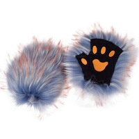 Mitaines sans doigts en fourrure, motif pattes de loup, pattes de chaton, griffes de renard, accessoire de mode Lolita Gothique pour cosplay et fêtes