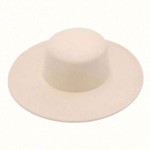 2023 New Flat Top Woolen Felt <b>Hat</b> Bowler <b>Hat</b> Jazz French Wide Brim Fedora <b>Hats</b> Women Wholesale - Product Image 3