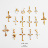 Pendentif Biever tendance pour femme, motif européen ajouré, croix, œil, cœur, dauphin, en zircon taille brillant, acier inoxydable plaqué or 24 carats