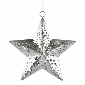 Étoile suspendue métallique perforée Décor de Noël Décor festif Boule de Noël et ornements d'arbre de Noël - Product Image 1