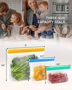 Sacs de conservation alimentaire à fermeture éclair thermoscellable à 3 côtés, étanches et refermables, en plastique, pour usage domestique - Product Image 3