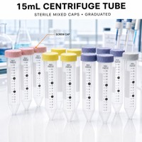 Tube de centrifugation stérile de 15 ml, couleurs mélangées : rose 8, citron 8, gris bleu 8, gris 1, sans sélection de couleur, emballé en sachet, tubes de laboratoire jetables