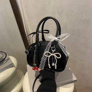 Bolso Bandolera Mini Retro de Nuevo Estilo, Primavera Verano, Dos Correas, Cierre de Cremallera, Impermeable, PU, Portátil, Pequeño, Cuadrado, con Lazo de Encaje - Product Image 4
