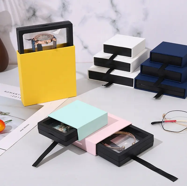 FORTE-Caja de regalo para embalaje de joyas, cajón deslizante personalizado de lujo con estampado en caliente, película pe, blanco, 2022