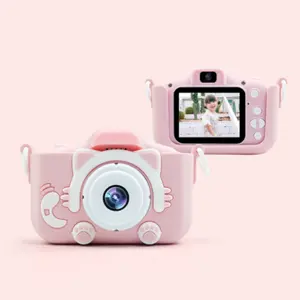 X5s câmera hd digital de brinquedo infantil, câmera de brinquedo com caixa de silicone fofa de 2 polegadas, câmera de brinquedo para crianças, presente de aniversário e criança