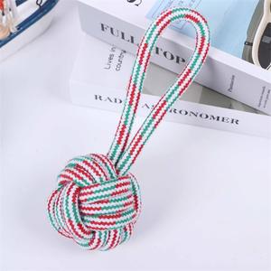 Cuerda interactiva <span class=keywords><strong>para</strong></span> <span class=keywords><strong>perros</strong></span> de algodón ecológica de estilo moderno, Bola de punto, dientes de cachorro, limpieza indestructible, nudo de mano duradero - Product Image 4