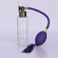 Flacon de parfum vintage en verre bronze 100 ml vide avec pulvérisateur à pompe en forme de fleur trompette et diffuseur en PVC silicone à dentelle