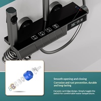 Ensemble de douche thermostatique moderne et minimaliste pour usage domestique, finition chromée piano, affichage numérique, lumière d'ambiance, tout en cuivre, eau chaude et froide