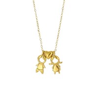 Collier en acier inoxydable léger et luxueux plaqué or 18 carats, pendentif assorti pour garçon, fille, couple, famille, cadeau, ne ternit pas