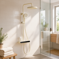 Grifo de Ducha de Pared Redondo de Latón Blanco de Alta Calidad, Sistema de Lluvia de 3 Funciones con Chorro de Agua para Villas y Hoteles