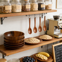 Ensemble bol et cuillère en bois de jujube mini, écologique, design classique, avec option de logo personnalisé et de gravure
