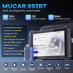 MUCAR 892BT 35 Funções de Redefinição, Atualização Gratuita, Scanner Automotivo Profissional CANFD DOIP, Ferramenta de Diagnóstico Inteligente AI para Sistema Completo OBD2 - Product Image 2