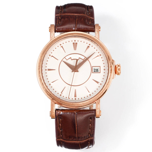 Montre de luxe personnalisée haut de gamme en or rose, verre saphir, cadran blanc, fonction calendrier, montre de business - Product Image 1