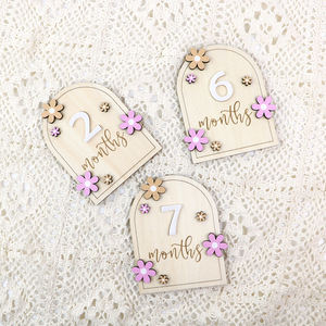 خلفية خشبية لزهرة الدجلي البوهيمية مع ظهور هلال كاملة بطاقة أشهر 12 كارت زخرفي - Product Image 3