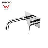 Robinet mural moderne en laiton chromé avec cartouche en céramique pour lavabo de salle de bain - Utilisation hôtelière