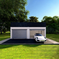 Maison conteneur moderne préfabriquée modulaire démontable, garage double pour voitures en acier à structure plate