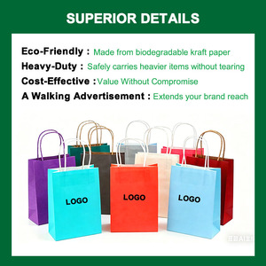 Restaurant Cafe Custom Logo Printed Food Takeaway Take Out Packaging <strong>Brown</strong> Recycled <strong>Kraft</strong> <strong>Paper</strong> <strong>Bag</strong> With Handle - Product Image 5