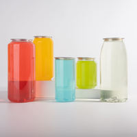 En stock Vente en gros 250ml 330ml 500ml 550ml 650ml Canette de soda transparente en plastique PET pour boissons Pot de soda transparent personnalisé