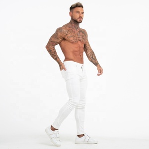 Nuovi <span class=keywords><strong>Jeans</strong></span> Bianchi da Uomo Alla Moda, <span class=keywords><strong>Jeans</strong></span> La Halle, Pantaloni Aderenti alla Caviglia, <span class=keywords><strong>Jeans</strong></span> Skinny Effetto Vissuto per Uomo - Product Image 2