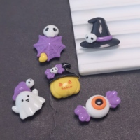 Cabochons plats en résine sur le thème d'Halloween violet : yeux de fantôme, toile d'araignée, citrouille pour fournitures artistiques DIY et accessoires de scrapbooking
