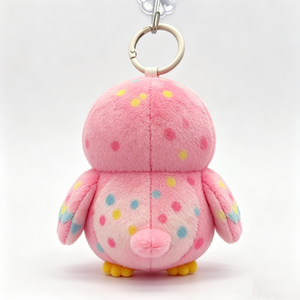 <b>Customized</b> Adorable pink owl plush <b>keychain</b> gift,Pink multicolor polka dot owl plush <b>keychain</b>,big eye colorful owl bag charm - Product Image 3