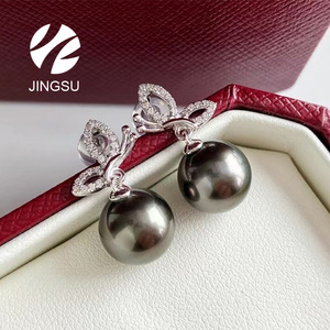 Bộ Trang Sức Chất Lượng Thiết Kế Ngọc Trai Tahiti Màu Tự Nhiên Vàng 18 K Quà Tặng Dành Cho Nữ Kim Cương Tiệc Cưới Hình Bướm Sang Trọng Dành Cho Đám Cưới - Product Image 2