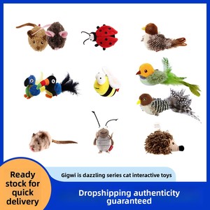 Plush mèo đồ chơi loại tương tác trêu ghẹo đũa đồ chơi với thực tế chim/Chuột/Vẹt/HEDGEHOG/Crinkle queaker âm thanh - Product Image 2