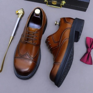 Zapatos Formales de Negocios de Cuero, Zapatos Británicos Casuales de Piel Genuina de Tres Piezas con Punta Redonda, Zapatos de Boda - Product Image 2