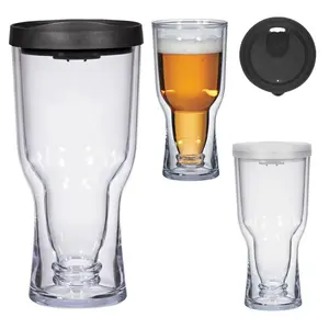 Lot de mugs à bière en plastique avec couvercles, double paroi, personnalisés, 12 14 oz, vente en gros, fabrication