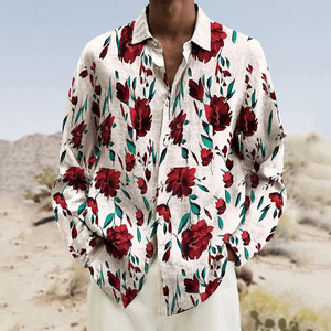 Dernier modèle de chemise <span class=keywords><strong>disco</strong></span> à col pointu aristocrate fleur de rose chemise rétro à manches longues léopard chemise <span class=keywords><strong>polo</strong></span> boutonnée - Product Image 6