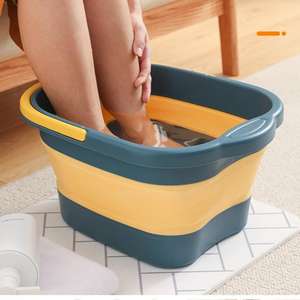 Bac à pédicure pliable <span class=keywords><strong>et</strong></span> rétractable avec couvercle - <span class=keywords><strong>Bassine</strong></span> de bain de pieds portable en plastique pour la maison <span class=keywords><strong>et</strong></span> le dortoir - Product Image 6