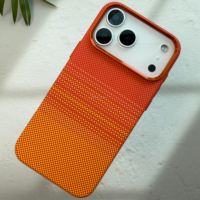 Coque de téléphone ultra-fine en alliage d'aluminium orange avec cadre d'objectif en fibre de carbone magnétique pour iPhone 17 Pro Max et iPhone 17 Air