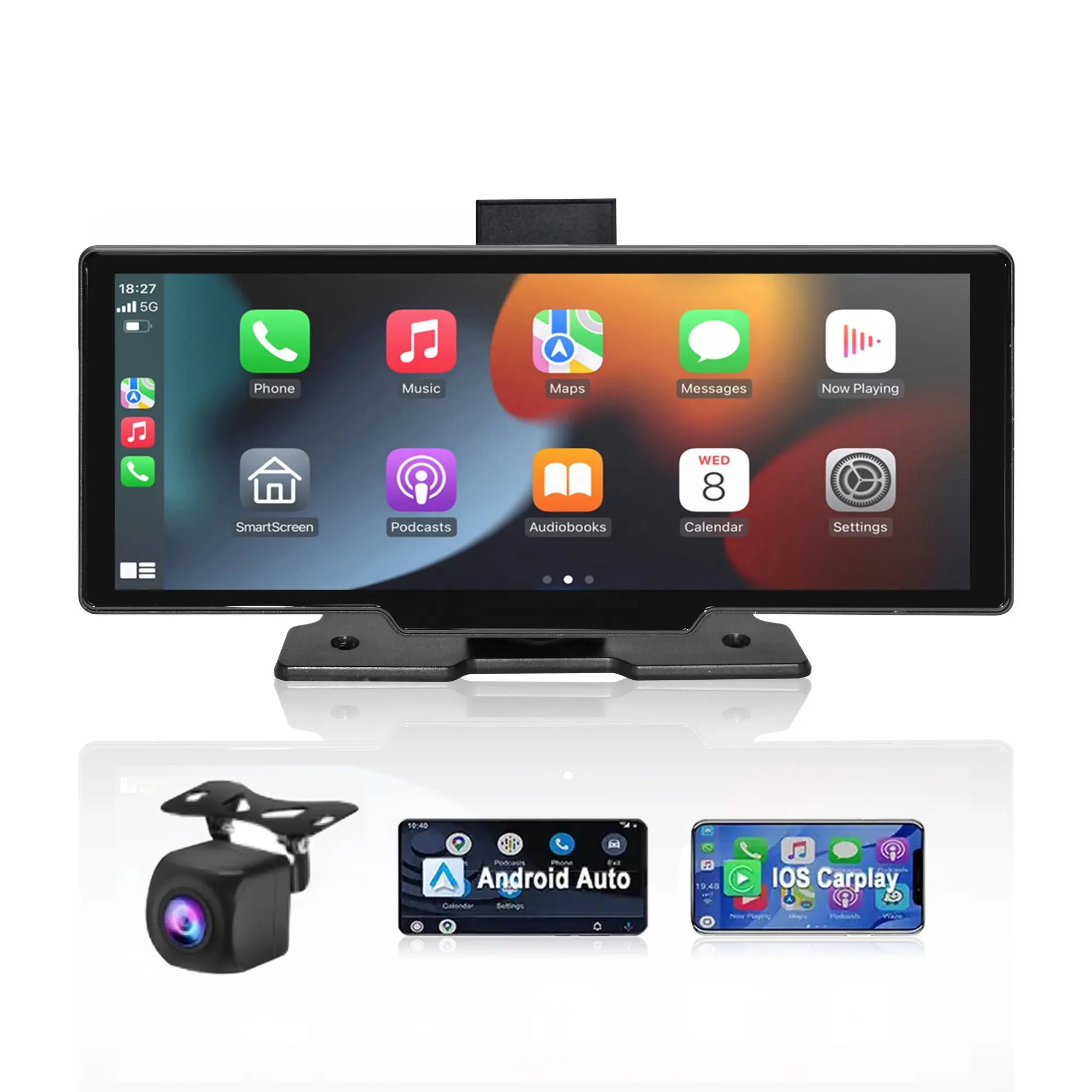 10.26 'Ips Draagbare Draadloze Apple Carplay En Android Auto Gps Navigatie Dual Opname 1080P Display Carplay Afstandsbediening