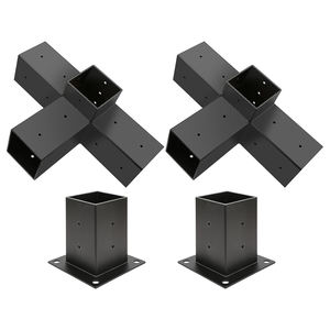 Kit de supports de pergola <span class=keywords><strong>4x4</strong></span> menuiserie bricolage Extension de support d'angle à Angle droit à 4 voies Support en bois surélevé Supports de pergola d'angle - Product Image 1