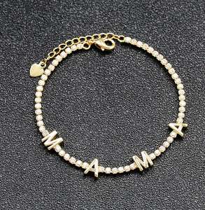 2021 nuevo diseño Full Zircon <span class=keywords><strong>Love</strong></span> Letters y Mama Letters pulseras, joyería de Latón chapado en oro de 18K - Product Image 5