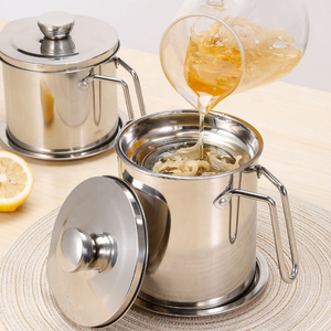 หม้อกรองน้ำมันสแตนเลส304สำหรับห้องครัวพร้อมฝาปิดถาดกันลื่นและที่กรองตาข่ายอย่างดีสำหรับน้ำมันตกค้าง - Product Image 1