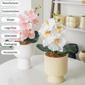 Pot de fleurs en céramique émaillée haut de gamme créatif avec plateau et design <span class=keywords><strong>sur</strong></span>élevé, pots minimalistes classiques <span class=keywords><strong>pour</strong></span> orchidées <span class=keywords><strong>pour</strong></span> la maison et le jardin - Product Image 1