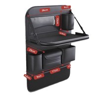 Organisateur de siège arrière de voiture en cuir de luxe, table pliante, plateau multifonctionnel, sac de rangement pour siège arrière avec support pour tablette