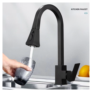 Robinet de <span class=keywords><strong>cuisine</strong></span> de luxe en acier inoxydable 304 <span class=keywords><strong>noir</strong></span> mat à poignée unique avec douchette extractible et flexible pour évier de <span class=keywords><strong>cuisine</strong></span> - Product Image 2