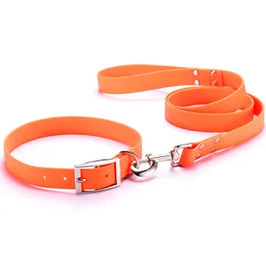 Wholesale Easy Cleaning PVC Dog Collar Leash Set Waterproof Dog Hunting Collar And Lead With Metal Buckle