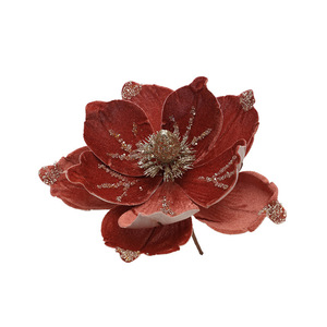 Décorations <span class=keywords><strong>de</strong></span> <span class=keywords><strong>Noël</strong></span> modernes en tissu <span class=keywords><strong>de</strong></span> luxe haut <span class=keywords><strong>de</strong></span> gamme <span class=keywords><strong>de</strong></span> 24 cm, nouvelles fleurs artificielles floquées à la poudre collante - Product Image 6