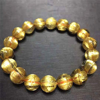 Bracelets en Quartz rutilé doré naturel, perles rondes en titane et cristal, bijoux pour cadeaux, de guérison, vente en gros