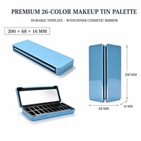 Palette de maquillage personnalisée 26 couleurs, boîte en métal, boîte en fer blanc, boîte en tôle avec plateau de rangement optimisé, impression, cosmétique, usine OEM, vente en gros