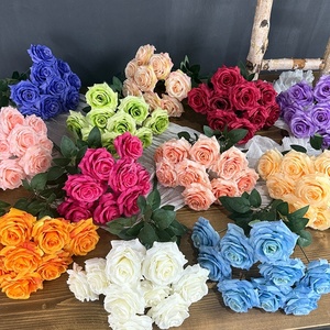 Bouquet di Fiori <span class=keywords><strong>Artificiali</strong></span> Best Seller, Regalo con 9 Rose <span class=keywords><strong>Artificiali</strong></span> da 42cm per San Valentino, Matrimoni, Decorazioni Casa e Negozio - Product Image 1