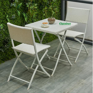 Juegos de <span class=keywords><strong>Muebles</strong></span> Plegables de Ratán para Jardín, Modernos y Económicos, Sillas y Mesa Plegables de Ratán de Plástico Blanco - Product Image 2