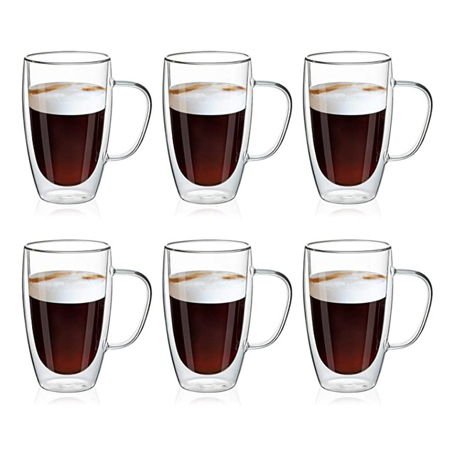 Good Sellers Drinkware glassware 350ml clear High Borosilicate Double Wall Glass Coffee Mug Double Wall Insulated Glasses