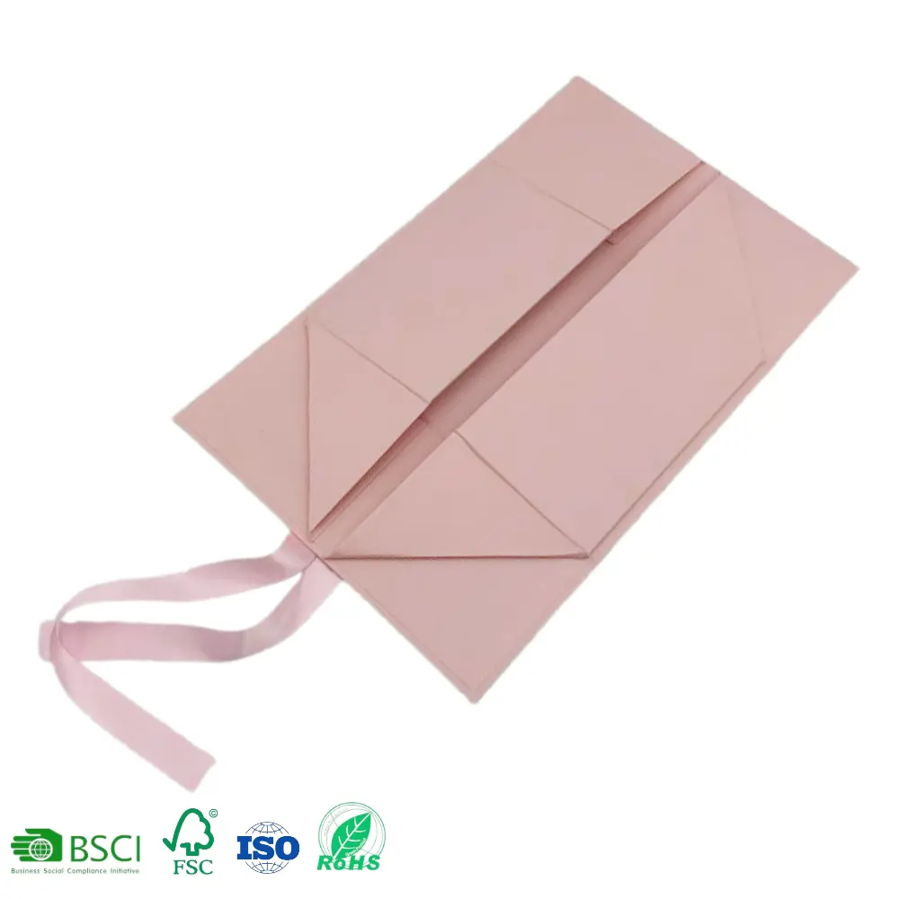 Individuelle rosa starre Kartonverpackung aus Papier magnetische faltbare Papierbox für Muttertag Hochzeit mit magnetischem Band verschluss Luxus-Geschenkbox