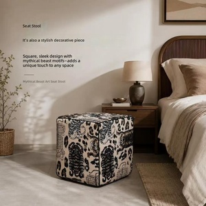 Modern Solid Wood Fabric Lounge <strong>Footstools</strong> Removable Washable <strong>Cover</strong> for Home Furniture Apartments Dining/Living Rooms Bedrooms - Product Image 5
