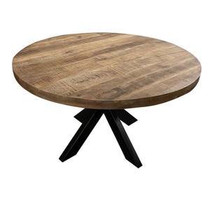 Table à manger ronde <span class=keywords><strong>en</strong></span> <span class=keywords><strong>bois</strong></span> moderne | |   Pieds croisés <span class=keywords><strong>en</strong></span> métal industriel | |   Meubles de salle à manger légers - Product Image 3